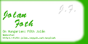 jolan foth business card